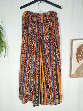 Just Funky Women's Wide Leg Relaxed Stretchy Pants Multicolor Small